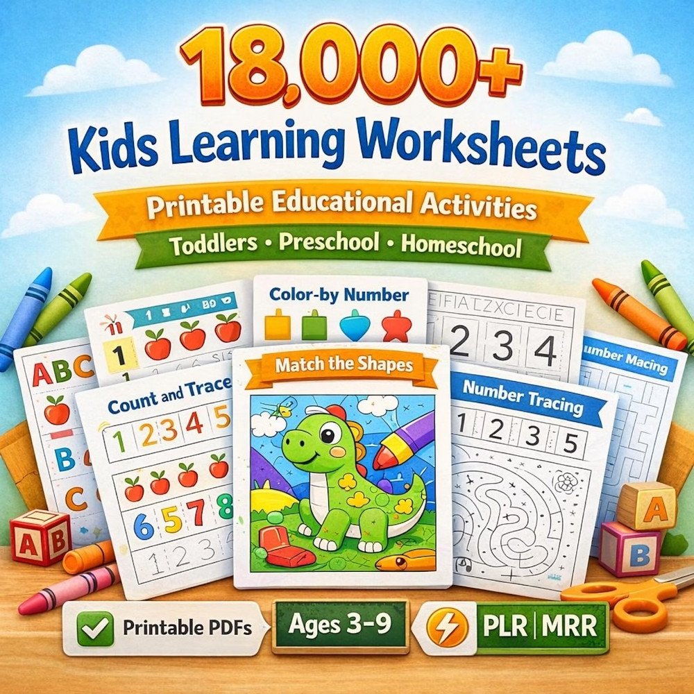 18,000+ Kids Worksheets Mega Bundle Cover